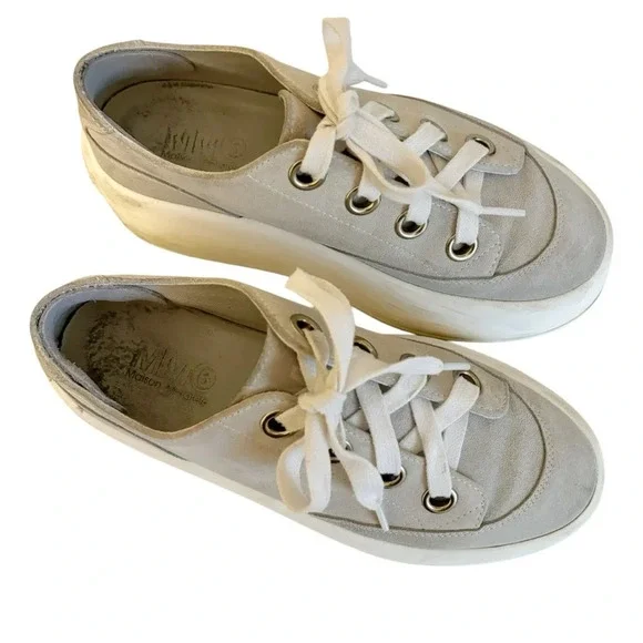 MM6 Maison Martin Margiela Gray Suede Chunky Platform Sneakers Size 39 US 9 - Picture 4 of 9